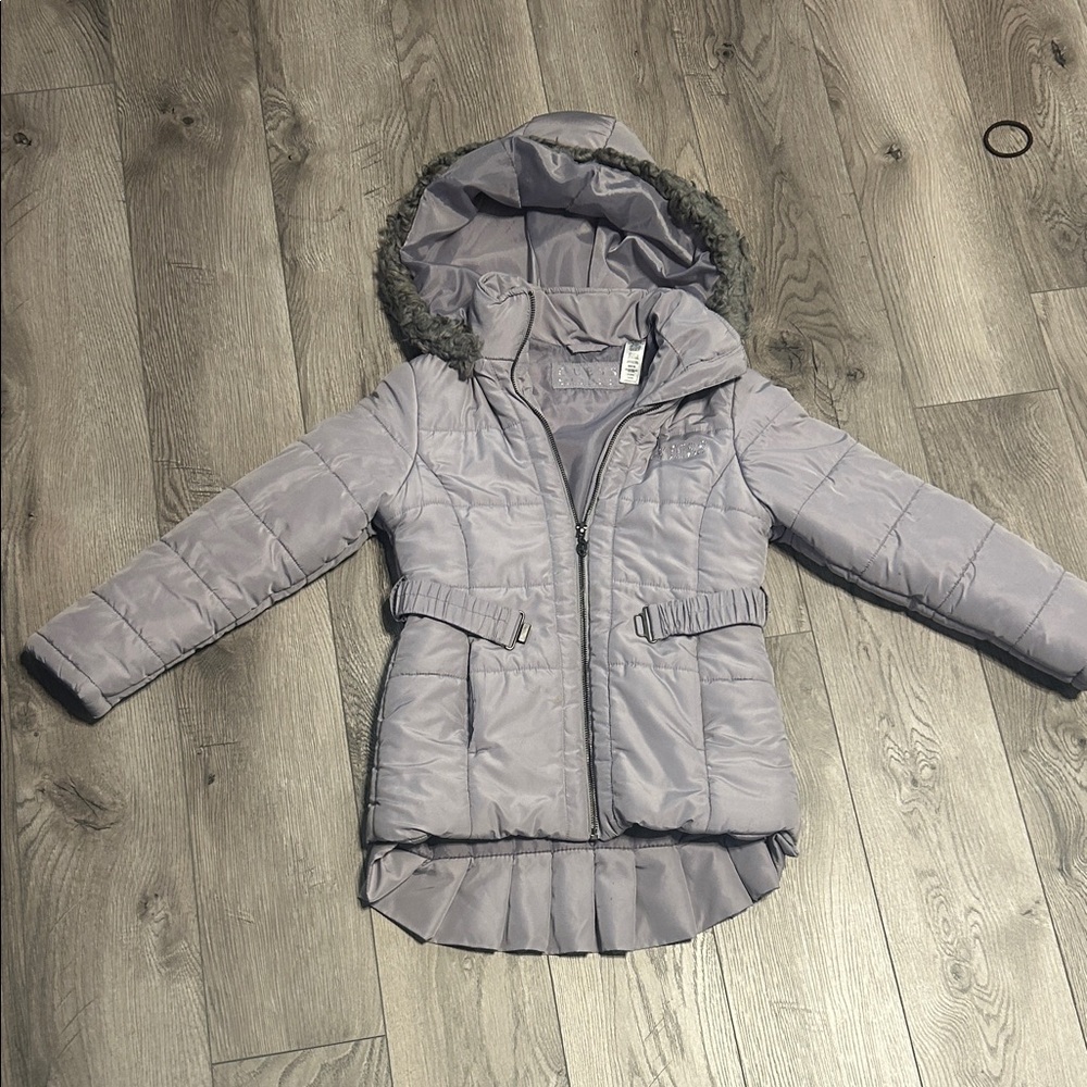 Guess Silver Hooded Puffer Jacket for Kids